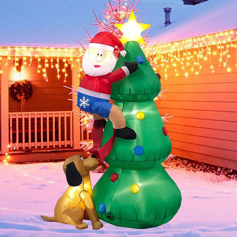 6FT Christmas Inflatable Decoration Toys Santa Claus Christmas Tree Outdoor Yard Garden New Year Xmas  Decor Glowing Toys Model
