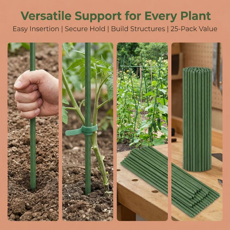 20-Pack Cucumber Tomato Plant Support Sticks Home Gardening Climbing Frame Multifunctional Vegetable Garden Trellis Pole