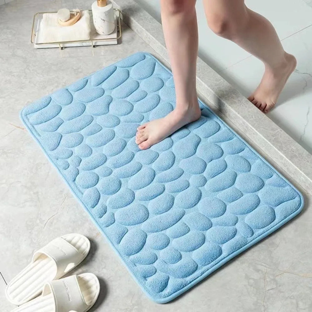 Cobblestone Embossed Bath Mat Non-slip Carpets Water Absorption Washable Bathtub Floor Rug Shower Doormat Bathroom Decor