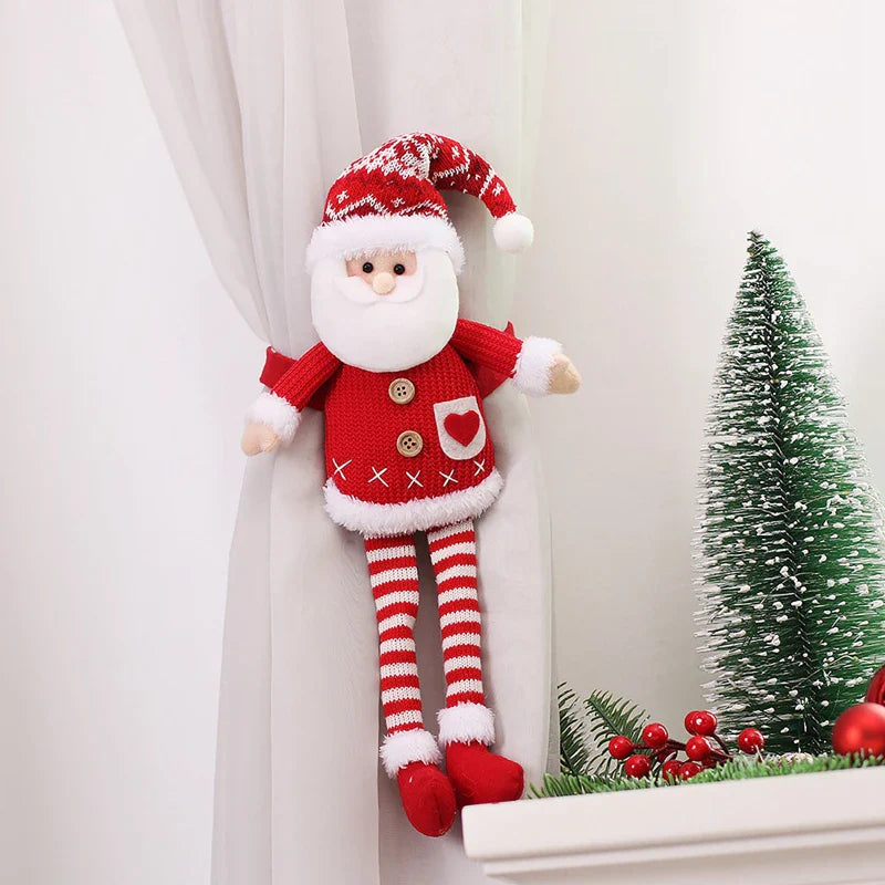 Christmas Curtain Buckle Elk Santa Snowman Dolls Xmas Tree Ornament 2024 Merry Christmas Decoration for Home 2025 New Year Gift