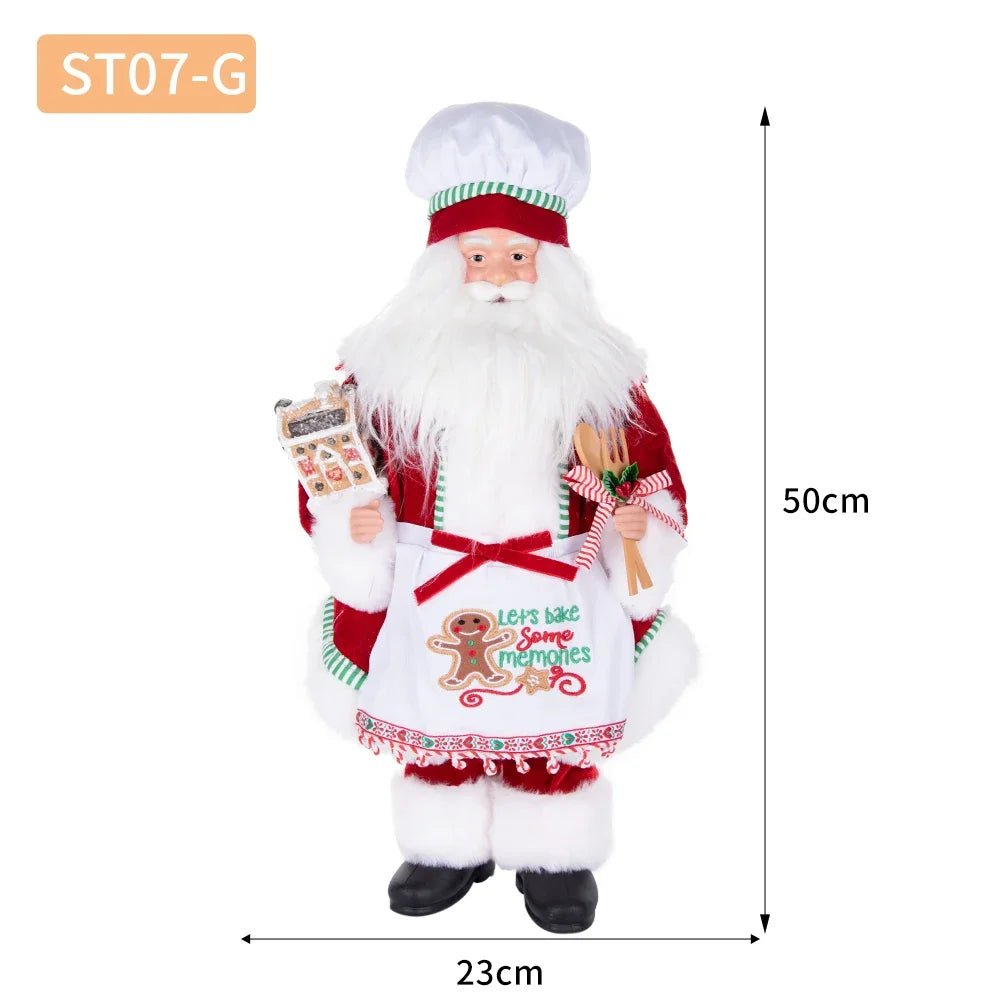 Christmas Holiday Party Supplies Santa Claus Cook 50CM Adorable Gingerbread House Chef Santa Claus Doll For Kitchen Decoration