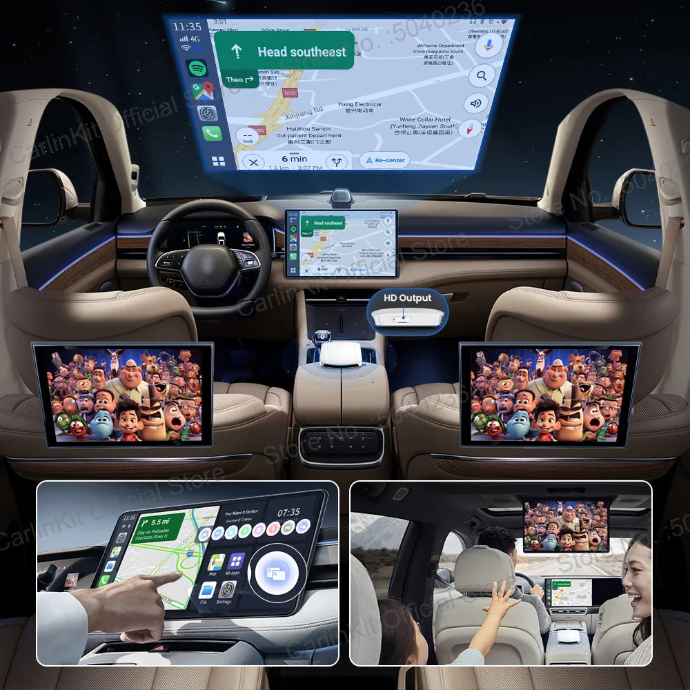 2025 CarlinKit HDMI Video Output Android 13 CarPlay AI Box SM6225 8-Core Android Auto Wireless CarPlay Split Screen Smart TV Box