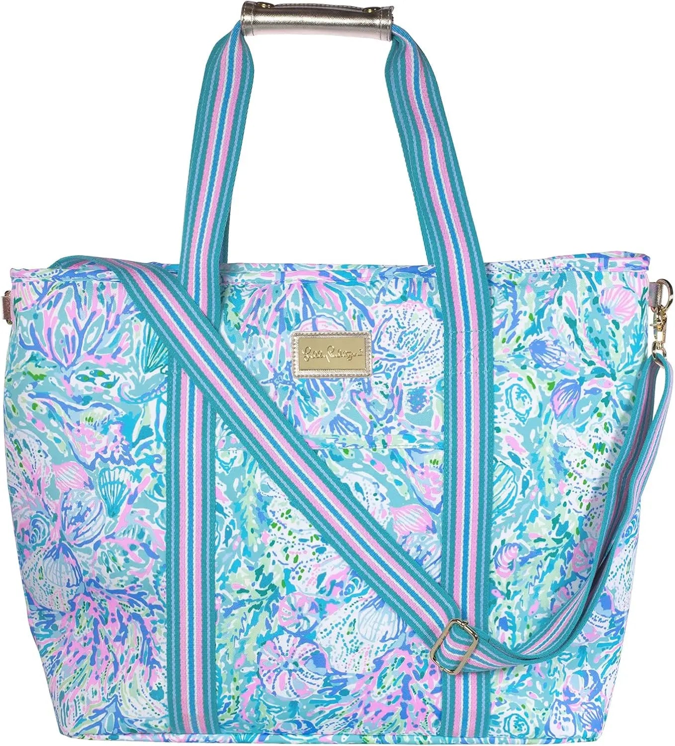 Lilly Pulitzer Picnic And Beach Cooler, Insulated Cooler Bag With Adjustable Shoulder Strap And Zippered Top, Large Soft Cooler