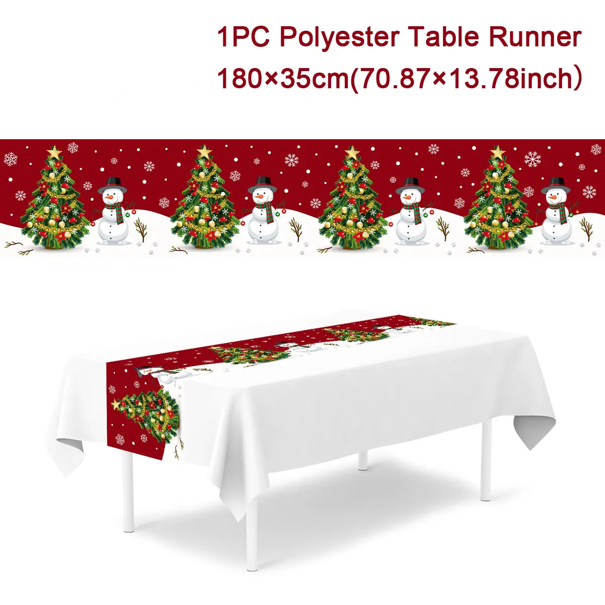 Christmas Polyester Table Runner Merry Christmas Decoration For Home 2023 Xmas Gifts Navidad Noel New Year 2024 Natal Tablecloth