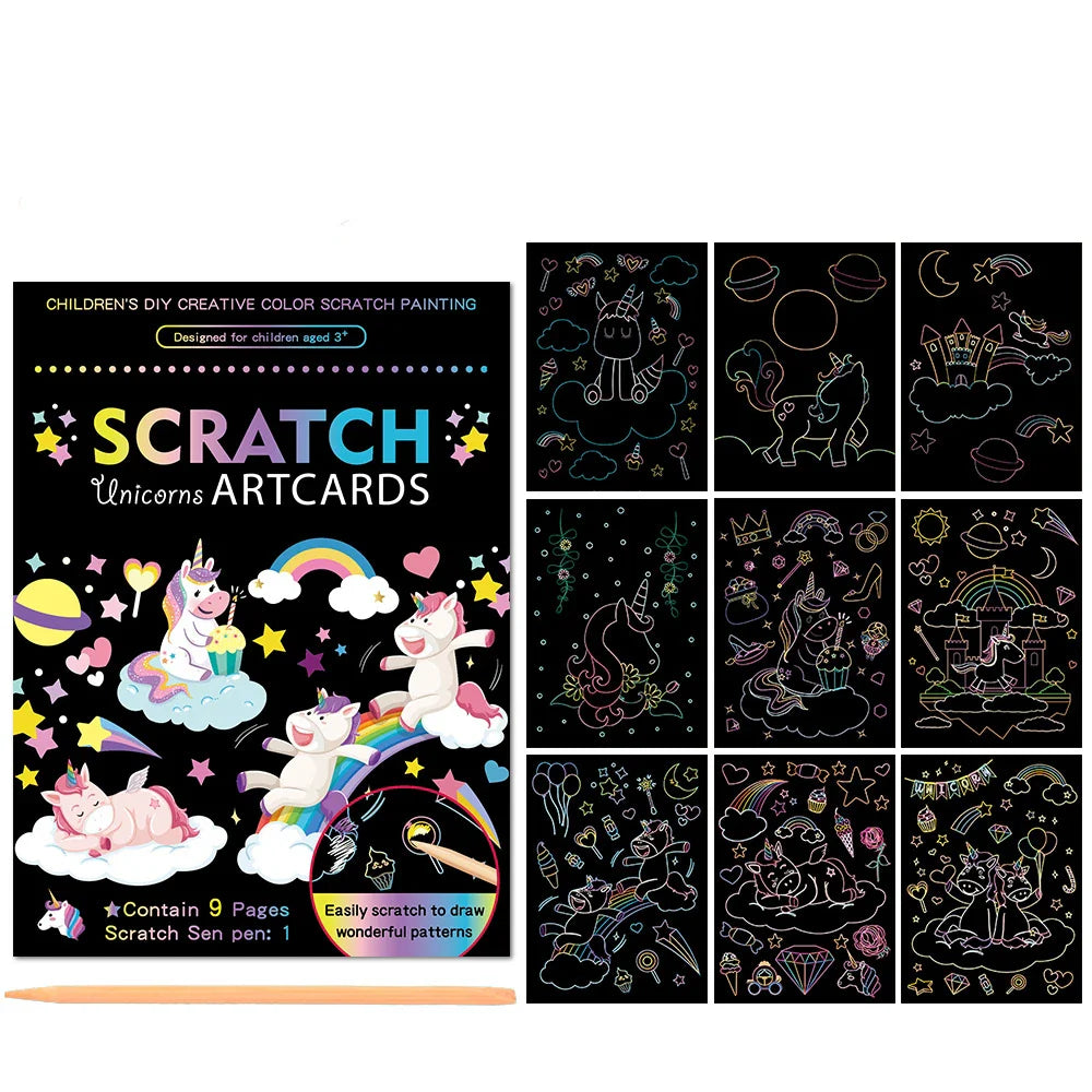 10Pcs Magic Scratch Off Art Craft Supplies Kits for Kids Girls Boys Party Game Christmas Birthday Gift