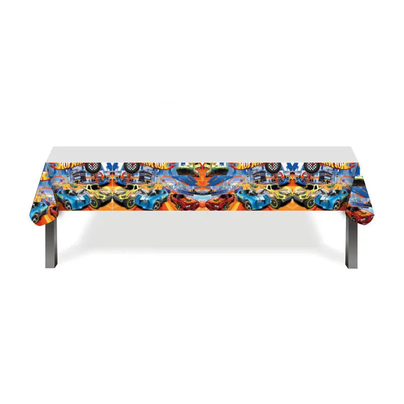 Hot Wheels Party Disposable Tableware Balloon Cup Plates Tablecloth Background Birthday Party Decor Baby Shower Party Supplies