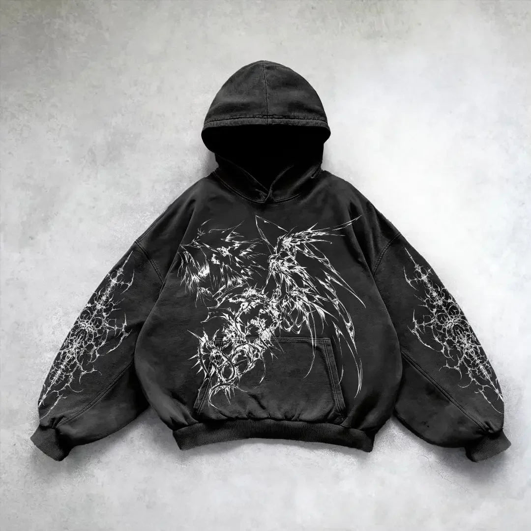 New goth streetwear sweatshirt hoodie demon girl print harajuku y2k tops oversized goth hoodies women couples gothic clothes