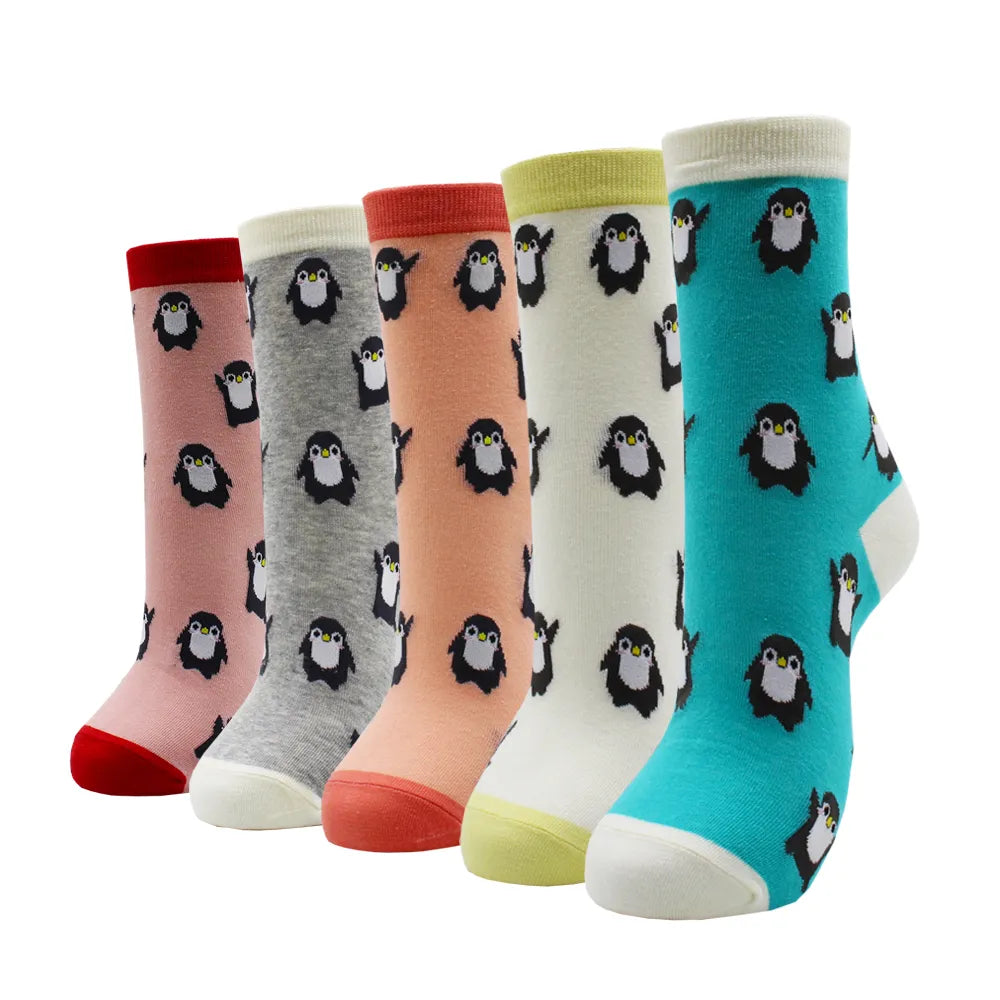 5 Pairs Fashion Colorful Kawaii Cute Cartoon Cotton Women Socks Harajuku Korean Halloween Cat Dog Owl Duck Fox Girl Socks