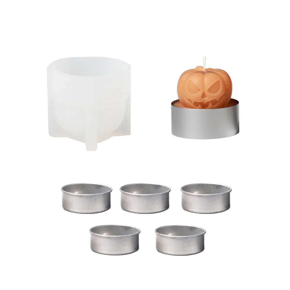 Nicole Spooky Pumpkin Tealight Candle Mold Halloween Silicone Molds for Candles Halloween Home Decor
