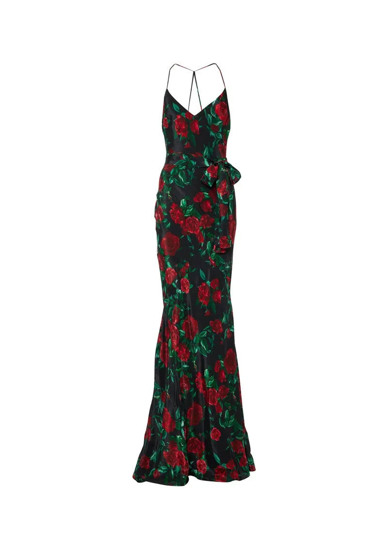 Mozision Halter Backless Print Sexy Maxi Dress For Women Gown Elegant Sleeveless High Waist Evening Club Party Long Dress