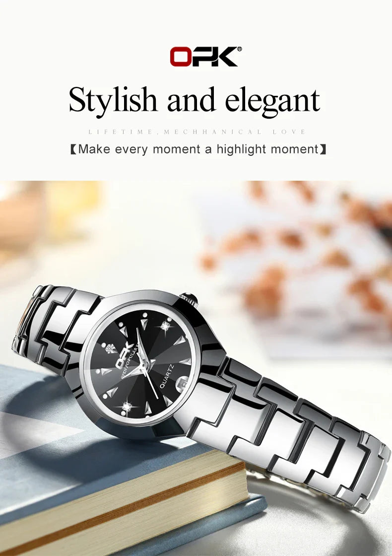 OPK 8105 Women's Watches Luxury  Original Wristwatch for Girl Waterproof Luminous Ladies Watch Fashionable Zircon Scale Date