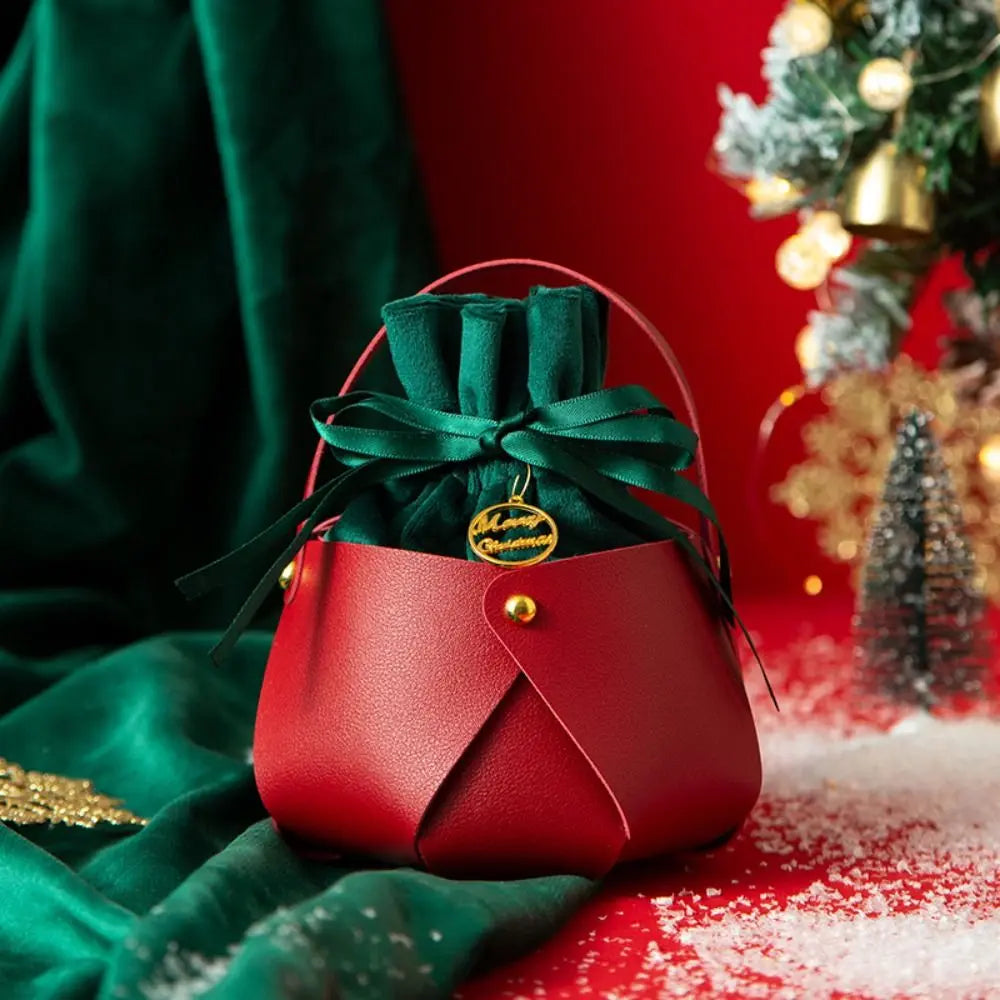 For Children Kids Ornament Christmas Decoration PU Gift Handbag Gift Pouch Christmas Present Bag Candy Bag Material Package