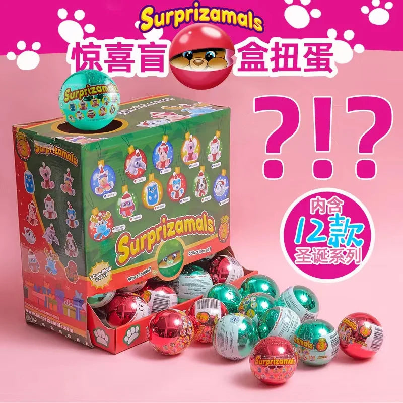 Surprizamal Plush Surprise Ball Series1-5 Mystery Box Mini Rare Cute Plush Stuffed Animal Toy Xmas Gift for Kid