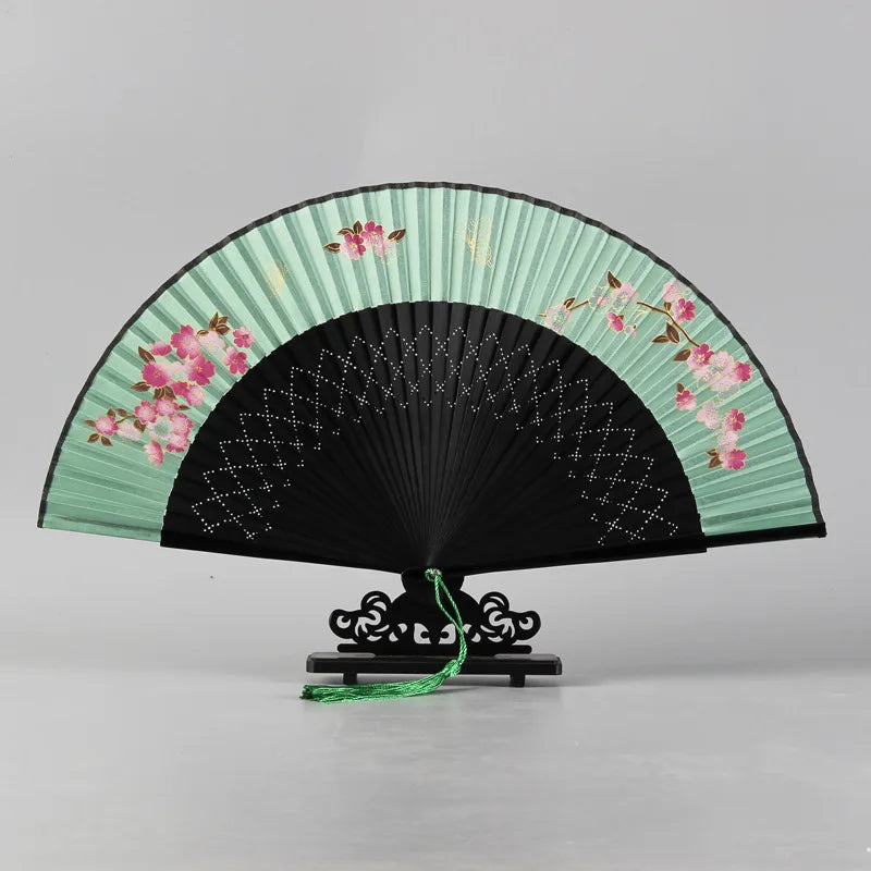 31 Styles Folding Fan Black Japeneses Ladies Silk Hand Fans High Quality Bamboo Crafts Wedding Dance Home Decor Ornament