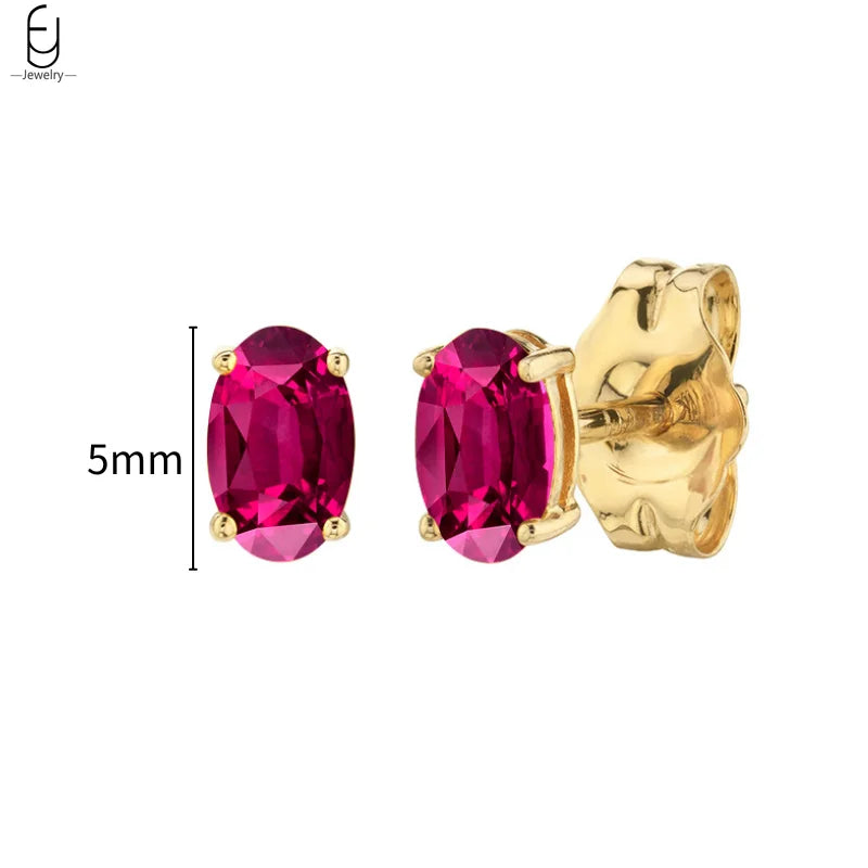 925 Sterling Silver Needle Rose Red Crystal Stud Earrings For Women Water Drop/Heart Pendant Gold Earrings Fashion Jewelry Gifts