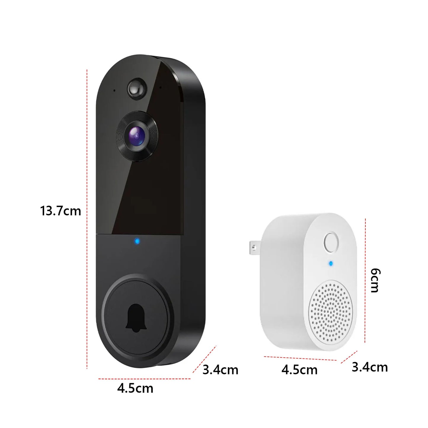 Wireless Video Doorbell with Mic & Speaker, Night View Camera Rechargeable Electronic Doorbell  for Home Safety Protection.