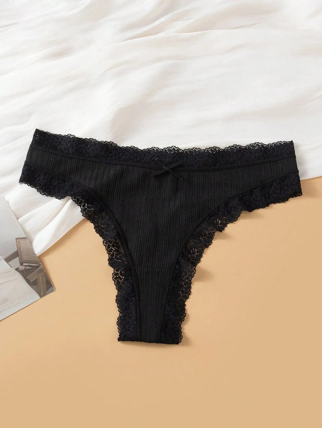 4PCS  sexy V-shaped thong jacquard swimming cloth briefs cotton breathable and comfortable underwear for women