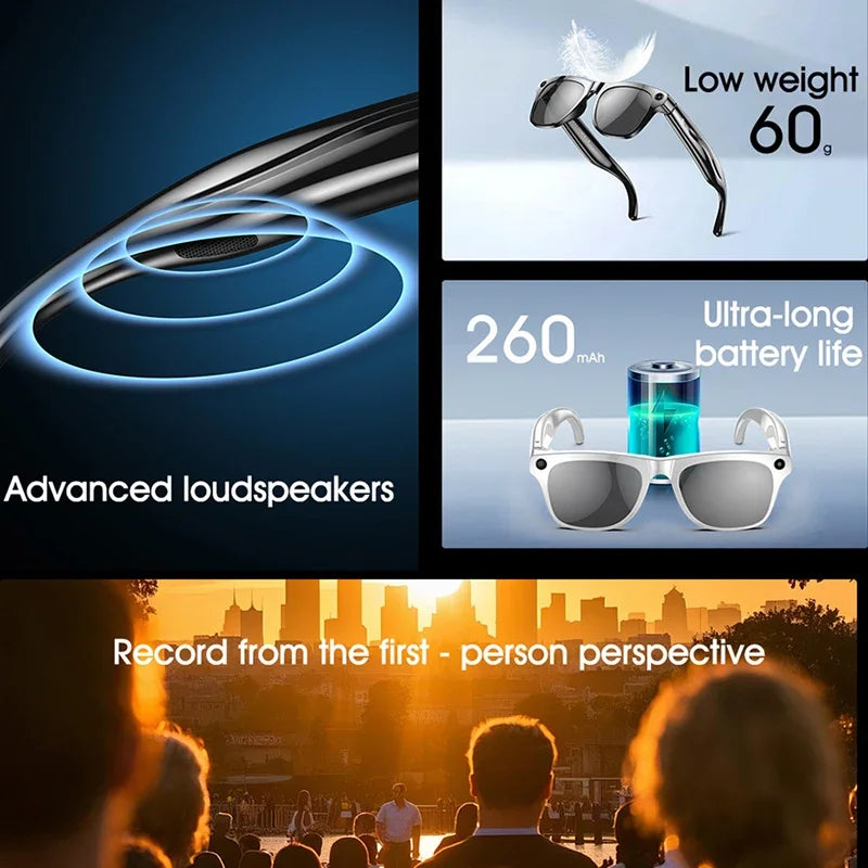 4K HD Color Changing AI Smart Glasses, Chat GPT,100MP Camera, Bluetooth, Call Voice Assistant Control, Smart Glasses 2026 New.