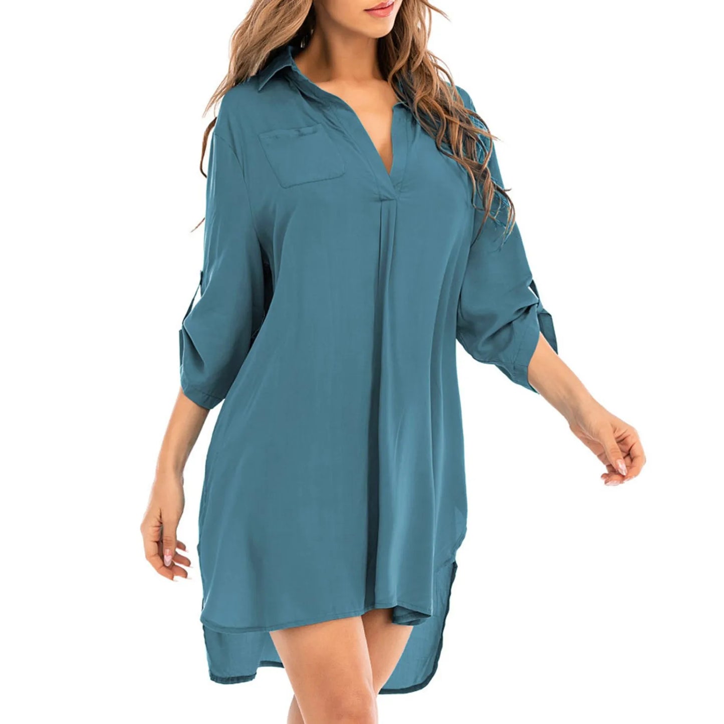 Summer Spring Long Sleeve chiffon Shirt Women Swimsuit Cover Up Tops Bikini Beachwear V Neck Bathing Suit Beach Dress Cardigan
