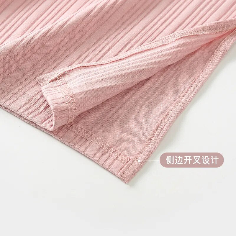 Modal Chic Long Knitted Women Home Dress O Neck New Autumn Winter Solid Kawaii Fashion Night Gown Woman Nightgown for Girls