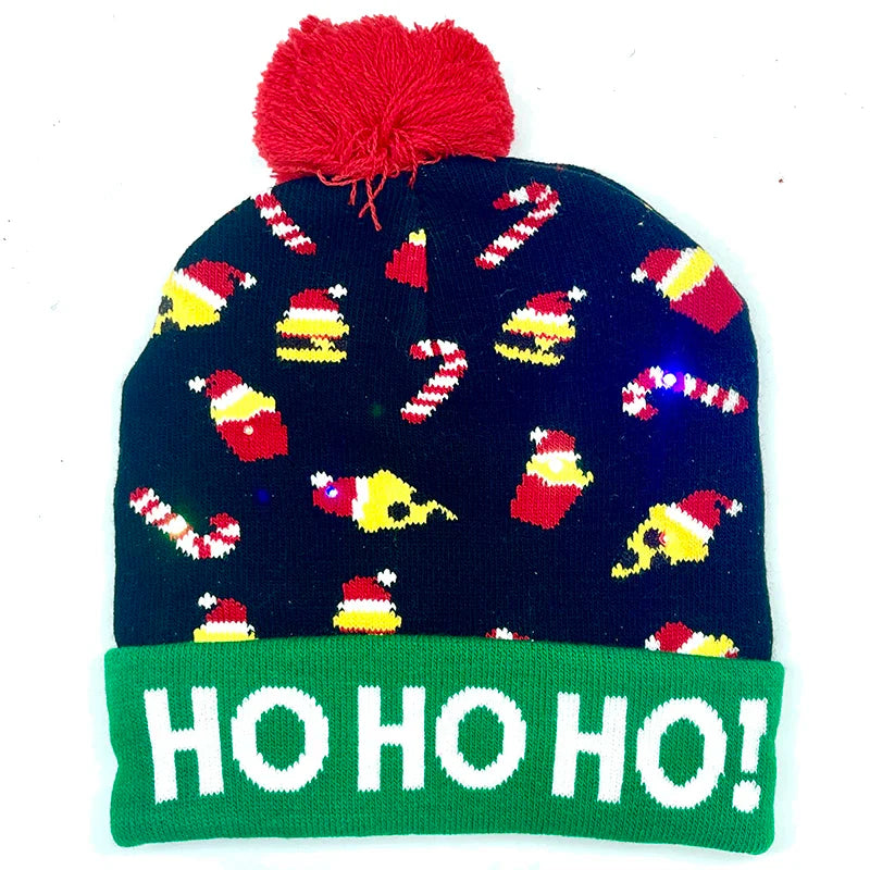 LED Christmas Hat Creative Flashing Led Light Knitted Hat Snowman Winter Warm Color Knitted Cap Christmas Gift