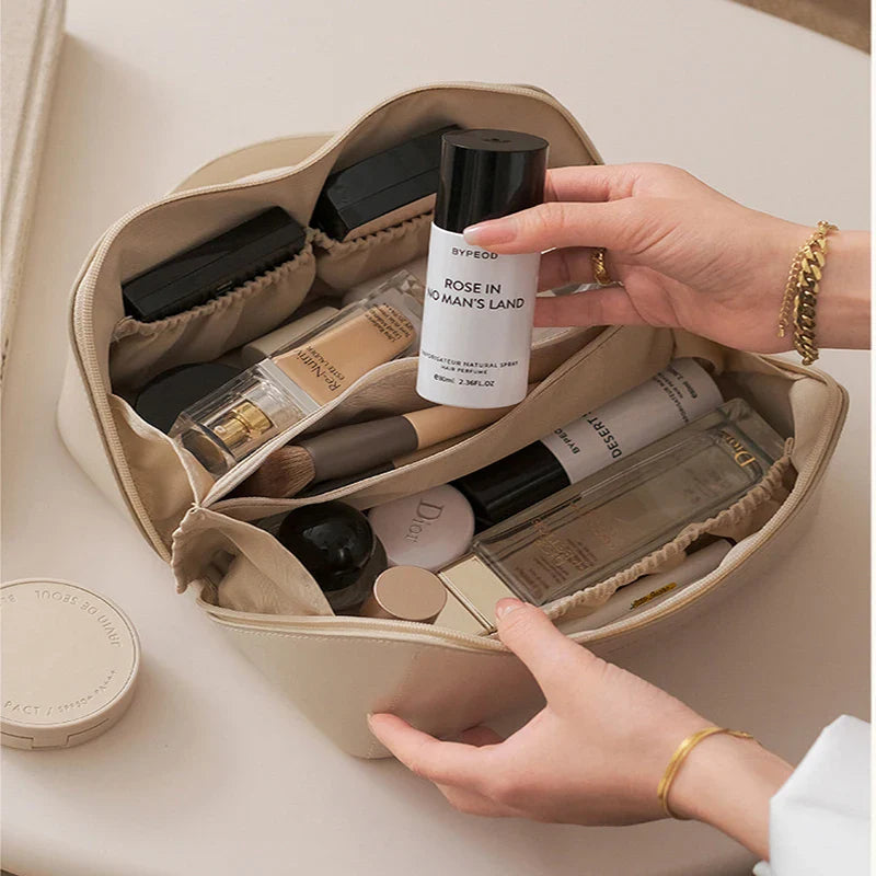 Large Travel Cosmetic Bag for Women Leather Makeup Organizer Female Toiletry Bags High-capacity Cosmet Case Storage Pouch
