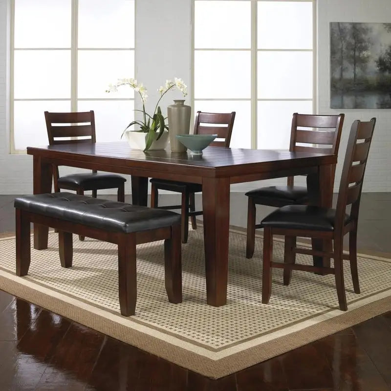 Bennox 5 Piece Counter Height Dining Set, Includes Table & 4 Barstools, Brown