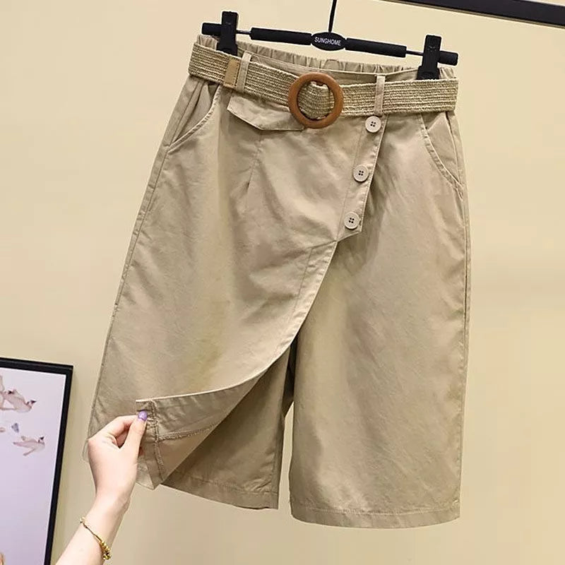 Skirt Pants for Women's Shorts 2023 Summer Wide Leg Blue High Waist A Line Pockets Woman Short Like Black Korean Fashion Culotte