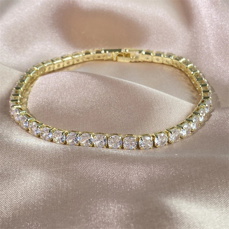 RAKOL Fashion 2.5mm Zirconia Tennis Bracelet For Women Crystal Charm Designer Tennis Thin Chain Bracelet On Hand Wedding Jewelry