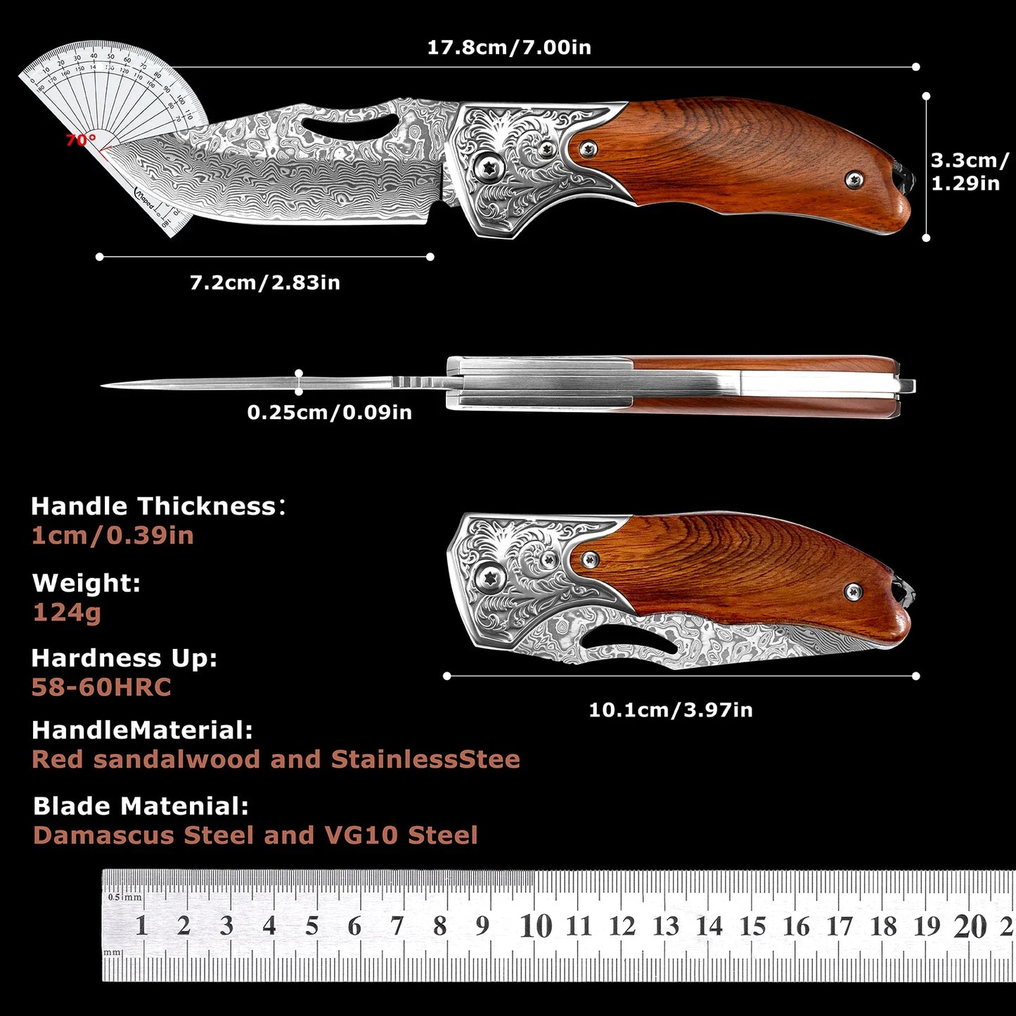 Folding knife 67-layer Damascus Folding Pocket knife with Wooden handle EDC Tools Outdoor Camping Survival knife
