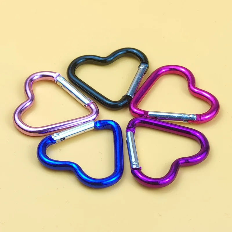 1 Pcs Heart-Shaped Aluminum Carabiner Key Chain Clip Outdoor Keyring