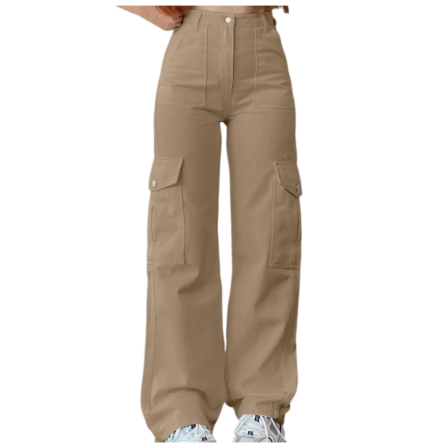 Y2k Women Khaki Cargo Pants Retro Slim Fit Jogger Sweatpants Summer High Waisted Casual Korean Wide Leg Pants Elastic Trousers