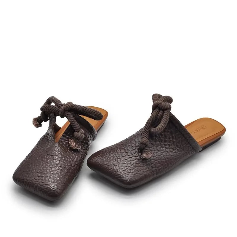 Square Toe Flats Slippers Women Designer Mules Shoes Fashion Casual Sandals 2025 Summer Slingback Flip Flops Sandalias De Mujer