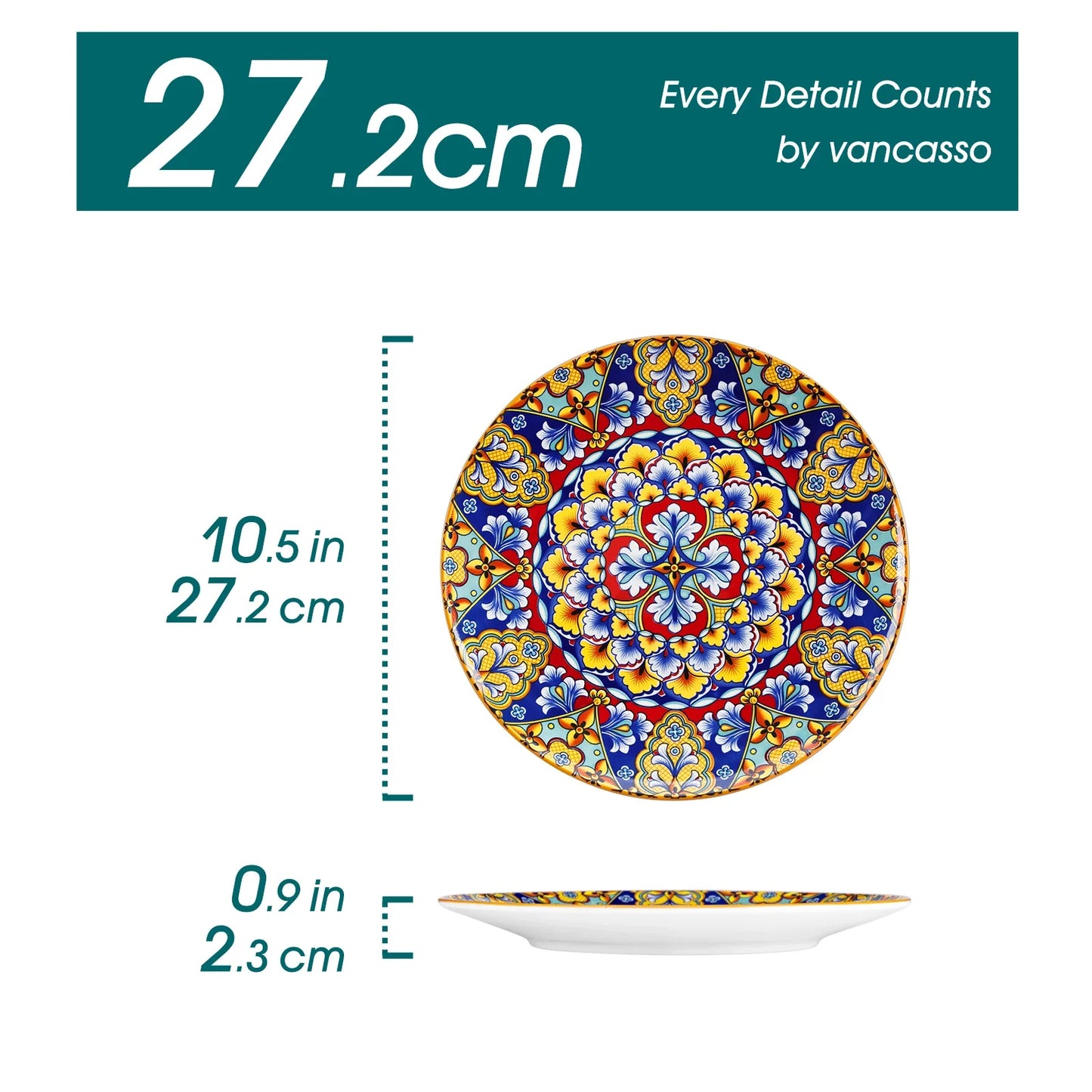 6/12 Piece Porcelain Dinner Plates, Crockery Breakfast Plate Set. Scratch Resistant Flat Plate Set for 6.