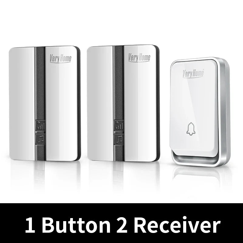 VeryHome Wireless Doorbell Waterproof Self-powered Button Smart Door Bell Sets Home Welcome Outdoor House Chimes  Receiver