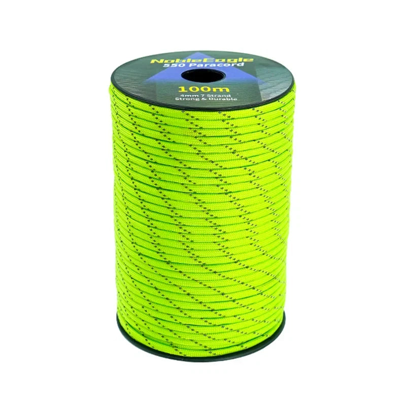 Reflective Paracord Rope Military 7 Strand 4mm 550 Tactical Parachute Cord Camping Tent Lanyard DIY Bracelet Weaving Rope