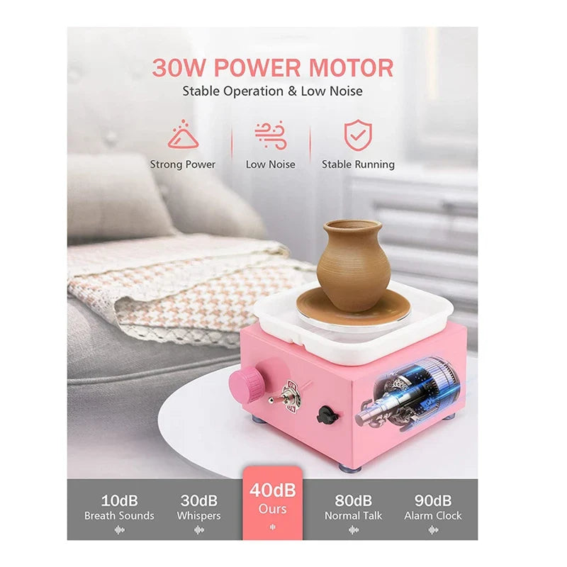 Mini Pottery Wheel For Kid 10CM Forming Machine Electric Ceramic Wheel With Clay Tools For Adults Beginners US Plug
