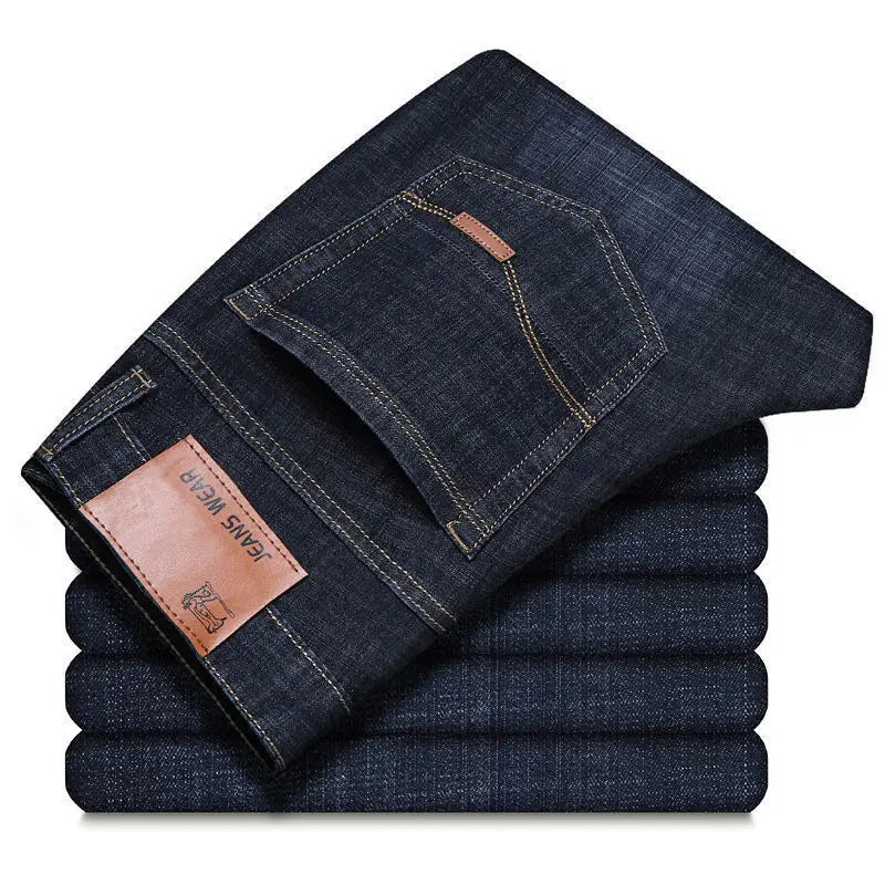  2025 Men NEW Men's Fashion Business Jeans Classic Style Casual Stretch Slim Jean Pants Male Brand Denim Trousers Black Blue Me
