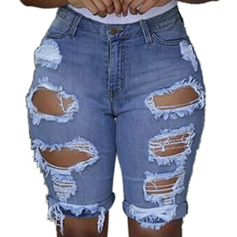 Denim Shorts Women Plus Size Destroyed Hole Leggings Short Pants Denim Shorts Ripped Jeans Jean Shorts For Womens Plus Size