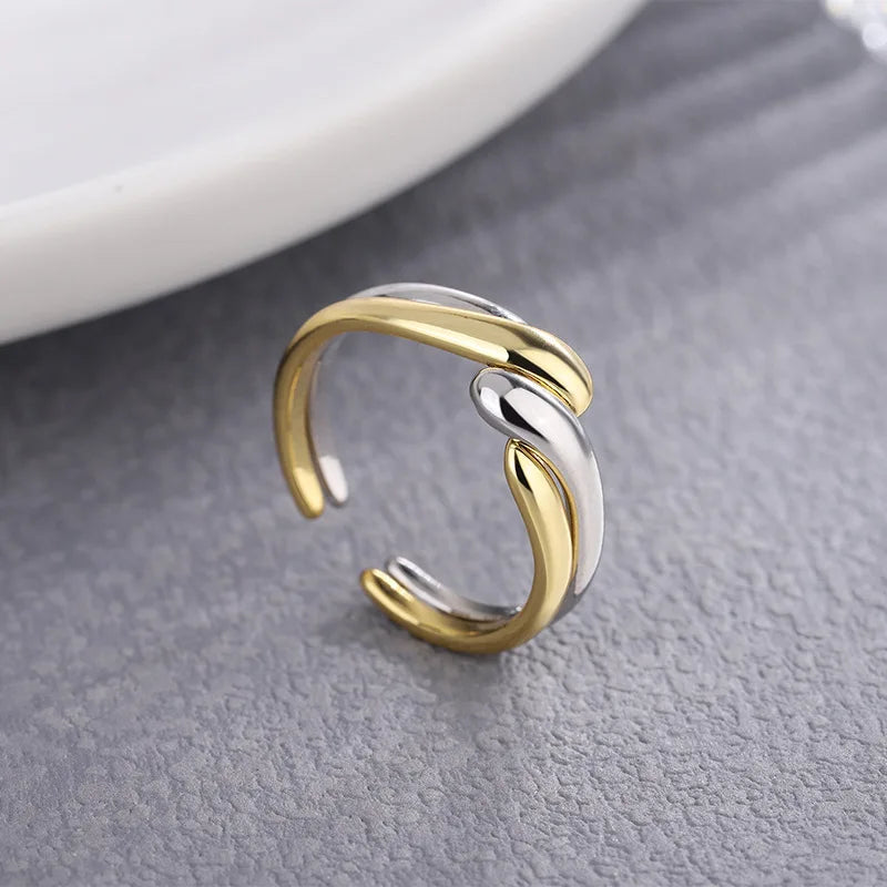925 Sterling Silver Open Finger Mobius Ring Twist for Women Golden Rock Punk Lines Stackable Jewelry Gift Dropship Wholesale