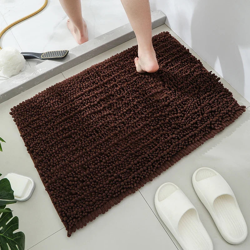 1 piece bathroom carpet bath mat, non-slip super thick lotus pine soft chenille door mat, fluffy foot mat, indoor solid color do