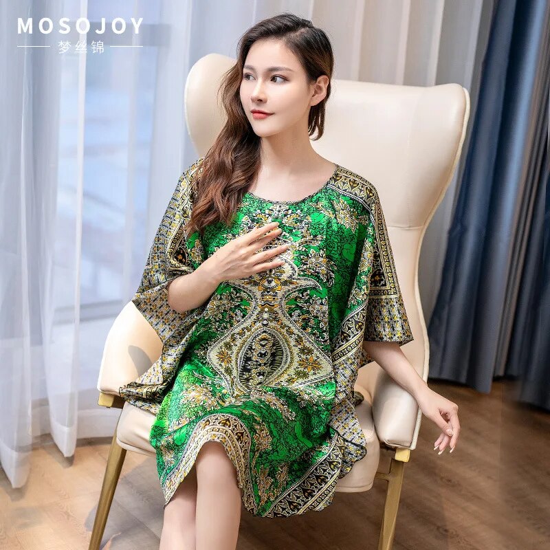 FZSLCYIYI Hot Sale Summer Fashion Lady Robe Chinese Women's Rayon Bath Gown Yukata Nightgown Novelty Print Night Dress