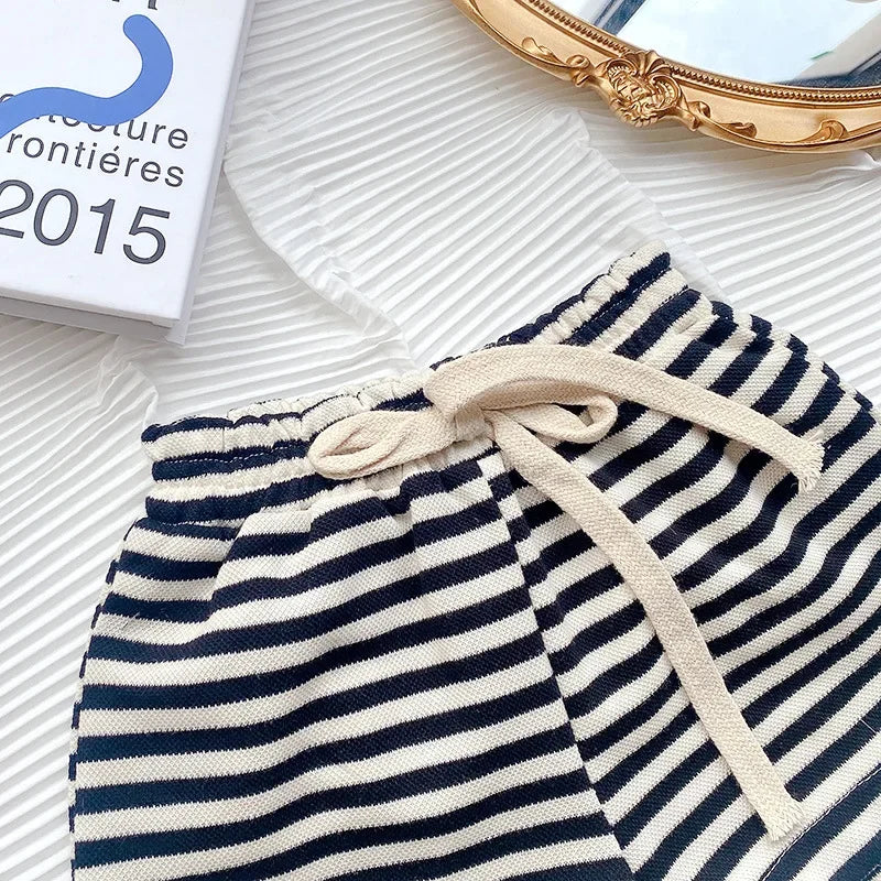 Girl Clothes Set Striped Fashion Outfits Clothing Set Bowknot V-neck Children Sets Toddler Girl Clothes
