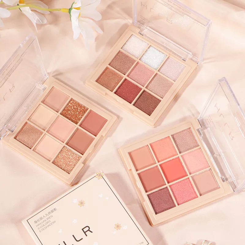 NEW Nine-color Eyeshadow Palette Earth Color Pearly Matte Milk Tea Eye Shadow Broken Gold Plate Waterproof Powder Matte Cosmetic