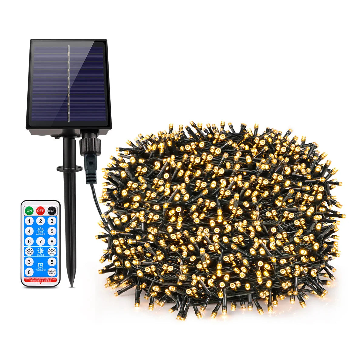 Solar Panel Fast Charge Outdoor String Fairy Light 100M 1000 LED Waterproof Large Lamp Christmas Garden Decor