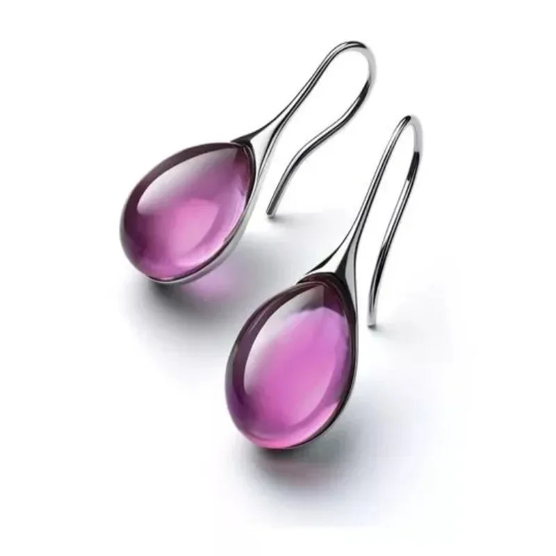 New color inlaid water drop glass stone earrings with exaggerated personality for women's jewelry