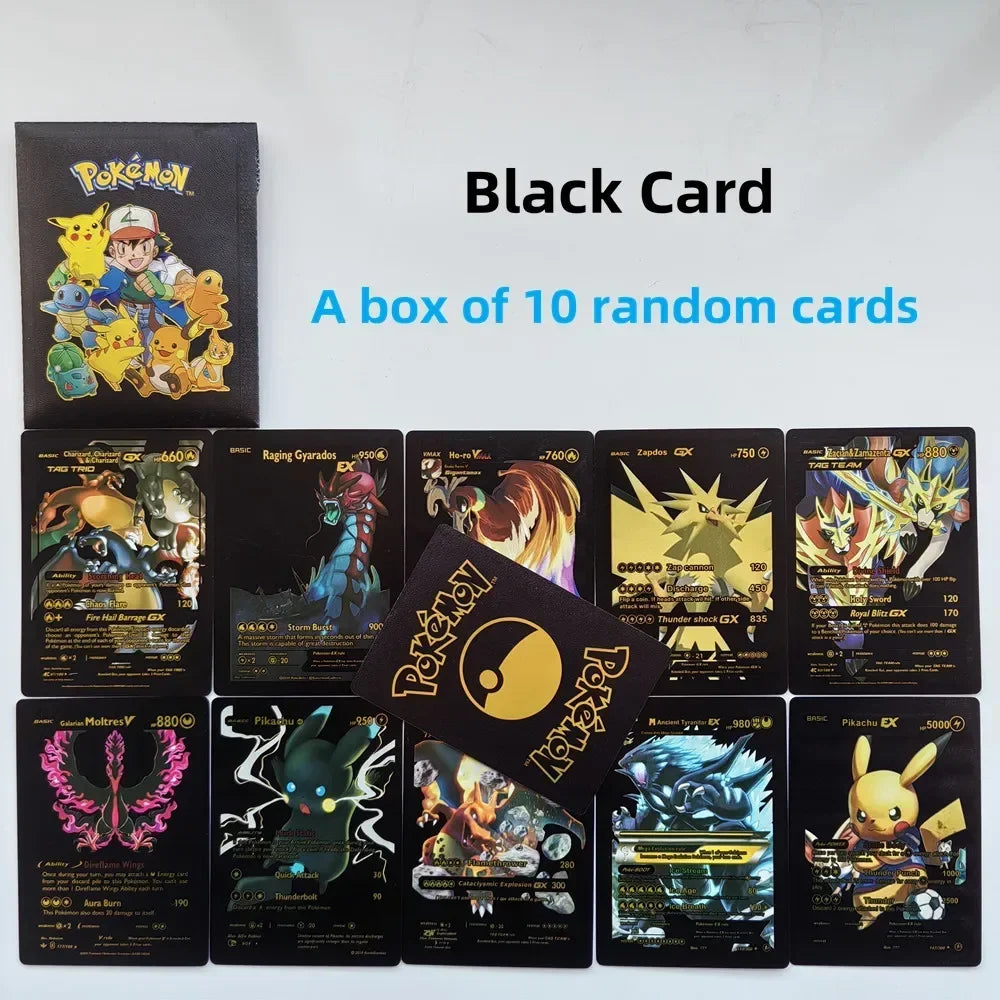 2024 new A Box of 10Pcs Pokemon Cards Gold Foil Card Gold Vmax Vstar V Energy Card Charizard Pikachu Rare Series Battle Coach
