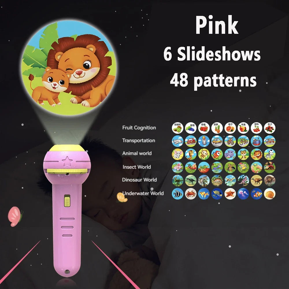 Flashlight Projector Torch Lamp Toy Early Education Cognition Before Bedtime Story Book Puzzle Toys Sleeping Story Book