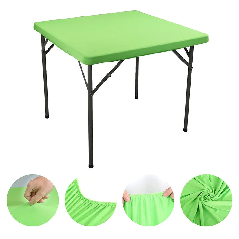 Square Elastic Edge Fitted Table Cover Outdoor Camping Picnic Tablecloth Wedding Banquet Cocktail Party Decor Table Cloth