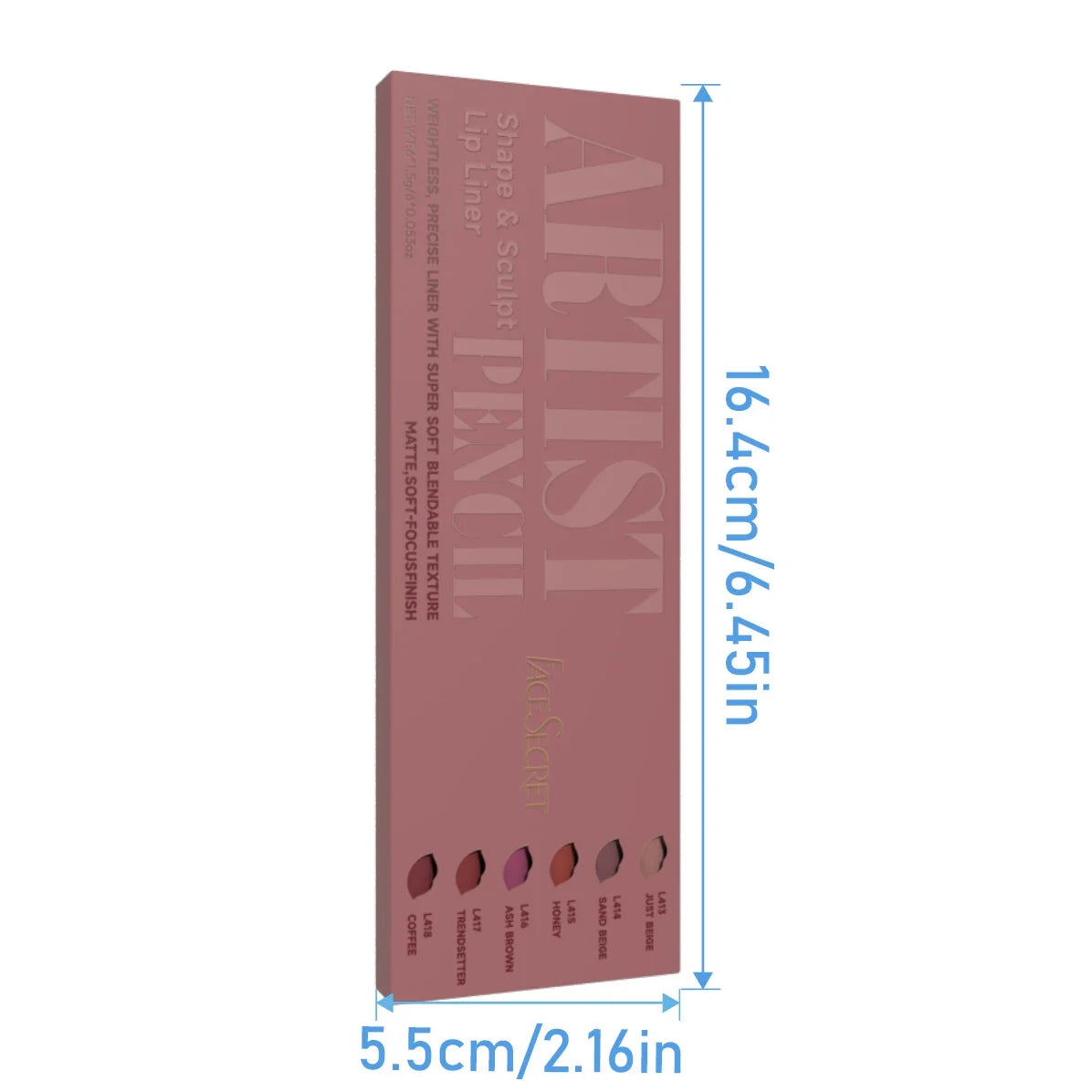 Face Secret Artist Shape Sculpt Lip Liner Pencil Set, Weightless Precise Liner with Super Soft Blendable Texture Matte Soft